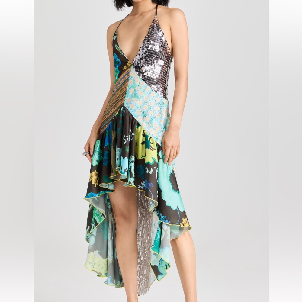 Siedres Izen Patchwork Asymmetric Printed Dress